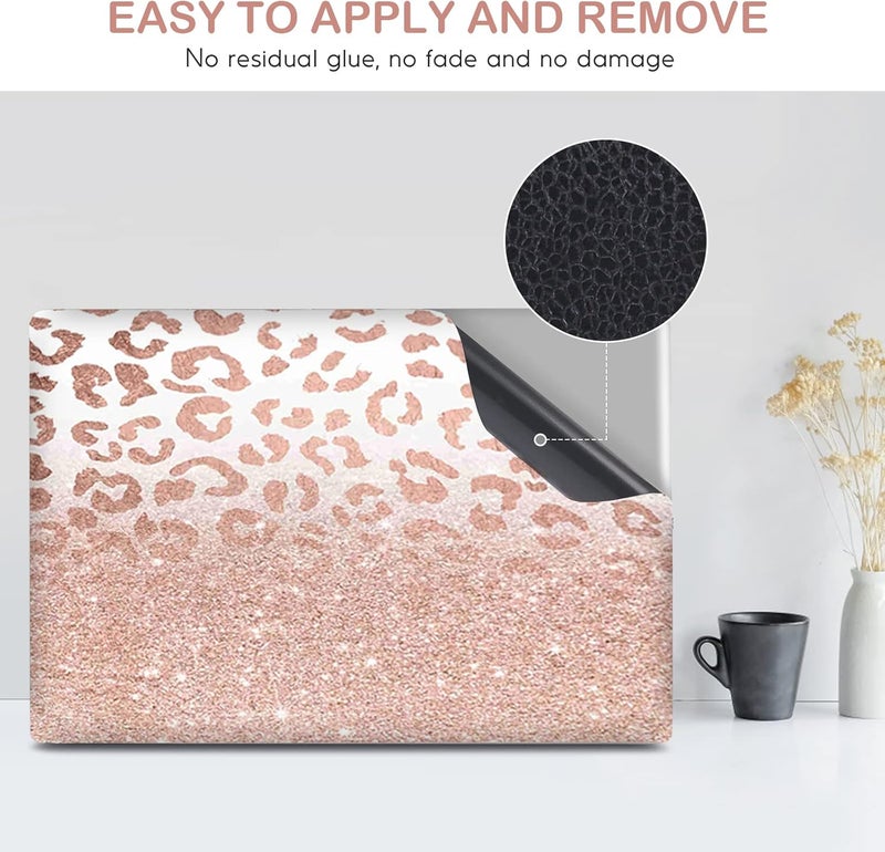 DINKY Laptop Skin Sticker Decal, 12" 13" 13.3" 14" 15" 15.4" 15.6 inch Laptop Universal Reusable Vinyl Skin Stickers Cover Art Decal Notebook PC Personalized Protector-Rose Pink Leopard Print - Image 5